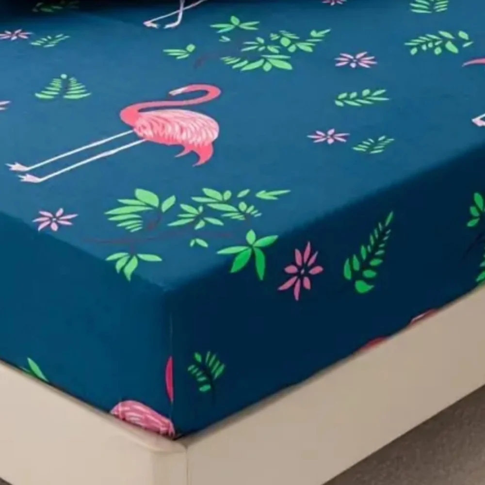 3pc Flamingos Queen Fitted Sheet Set